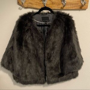 Banana Republic Gray Faux Fur Cape- SZ S- Like New